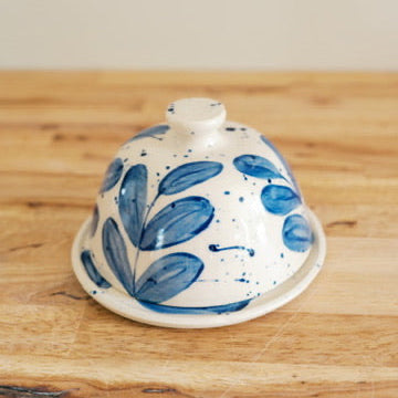 Blue Leaf Butter Dish