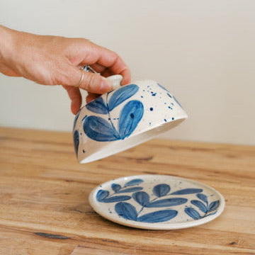 Blue Leaf Butter Dish