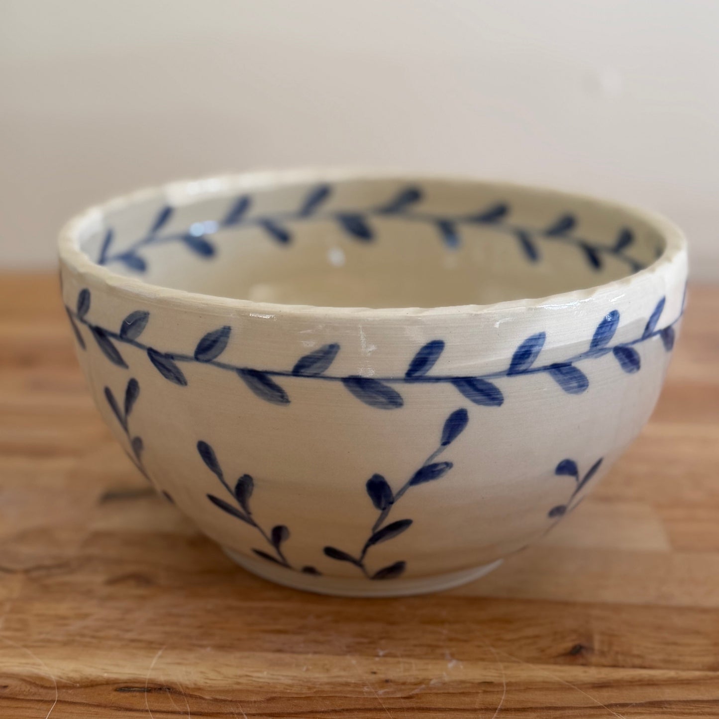 Blue Leaf Serving Bowl