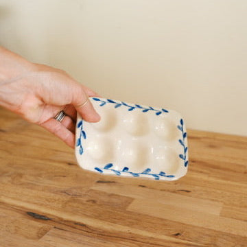 Blue Leaf Half Dozen Egg Tray