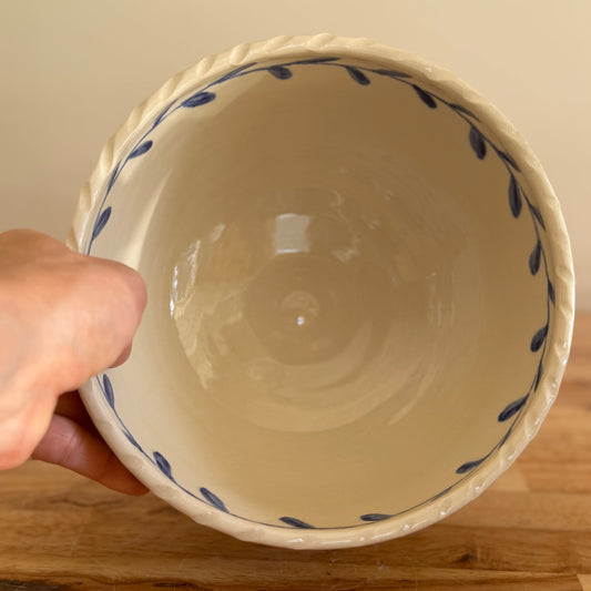 Blue Leaf Serving Bowl