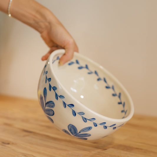 Blue Leaf Serving Bowl