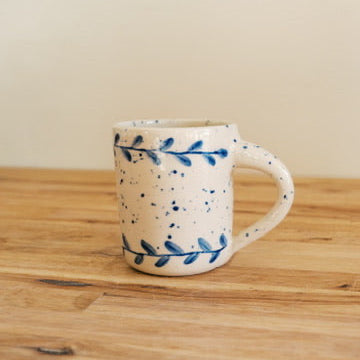 Blue Leaf Splatter Mug