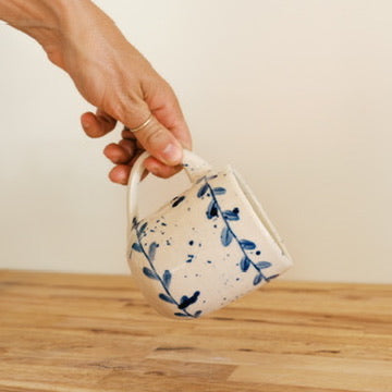 Blue Leaf Splatter Mug