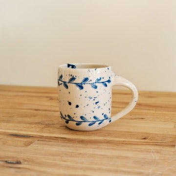Blue Leaf Splatter Mug