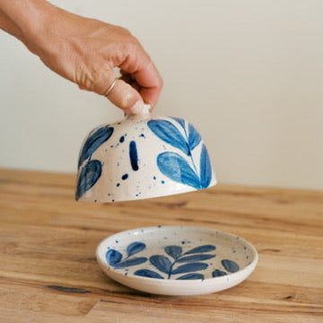Blue Leaf Butter Dish