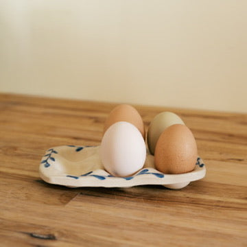 Blue Leaf Half Dozen Egg Tray
