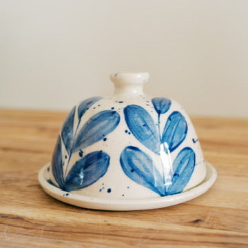 Blue Leaf Butter Dish