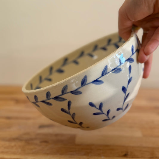 Blue Leaf Serving Bowl
