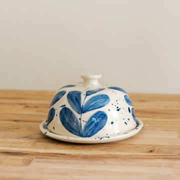 Blue Leaf Butter Dish