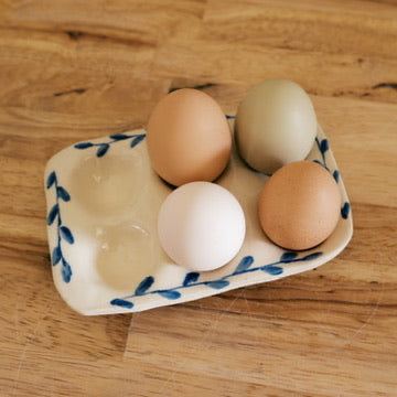 Blue Leaf Half Dozen Egg Tray