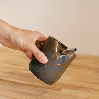 Brown Leaf Straw Cup