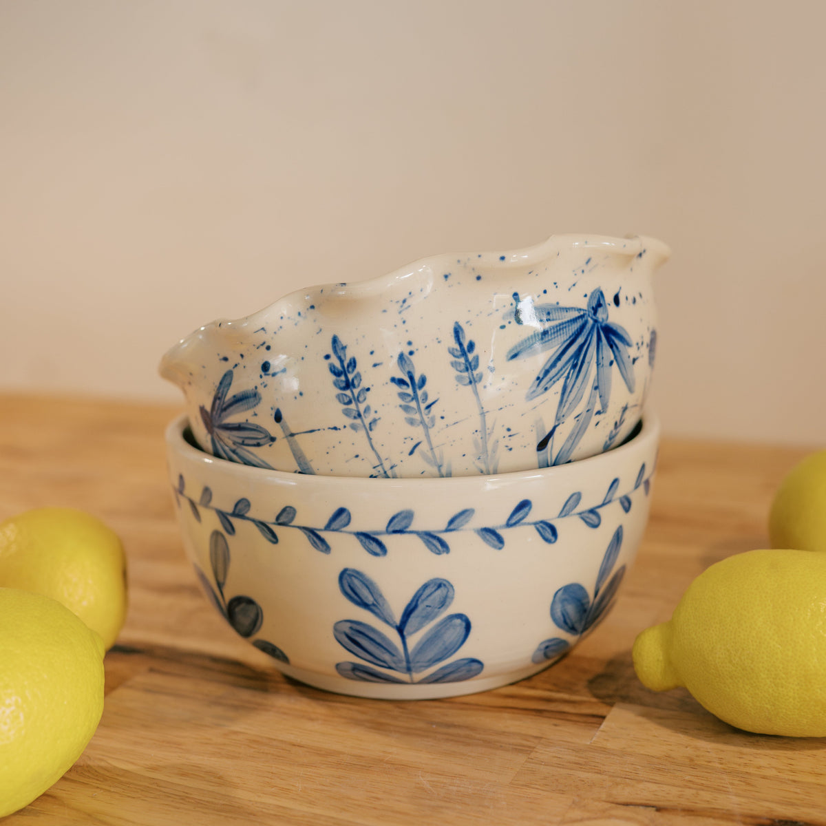 Blue Leaf Serving Bowl