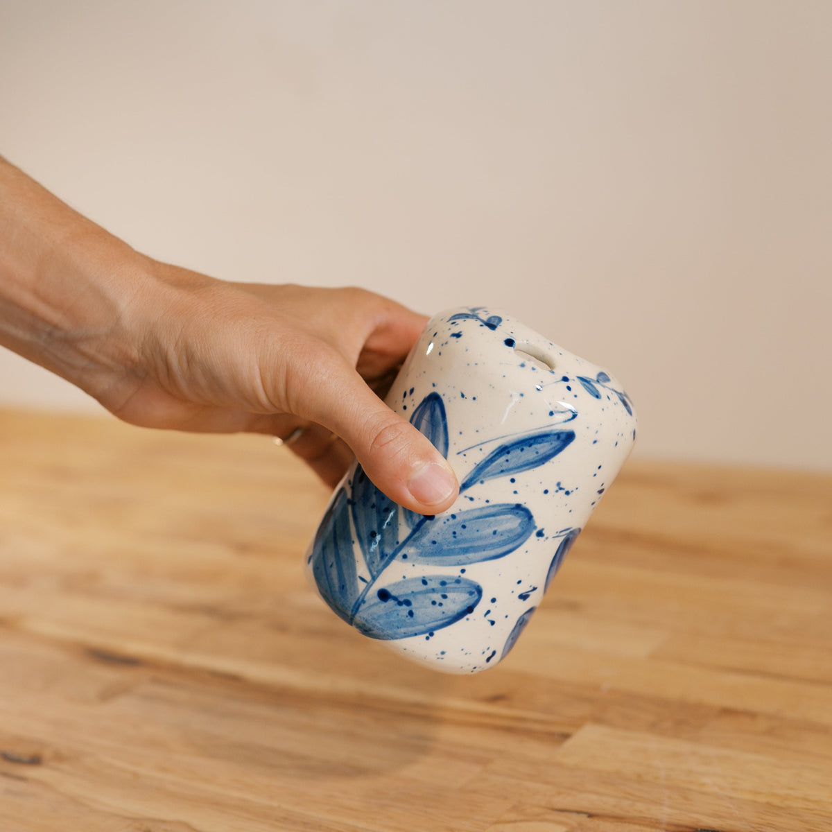 Splatter Blue Leaf Travel Mug