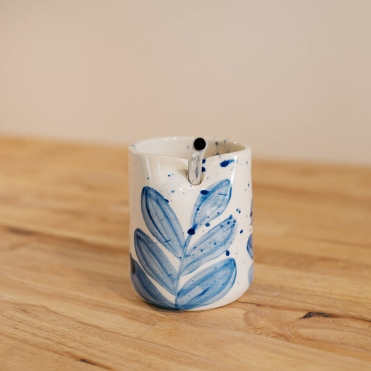 Splatter Blue Leaf Straw Cup