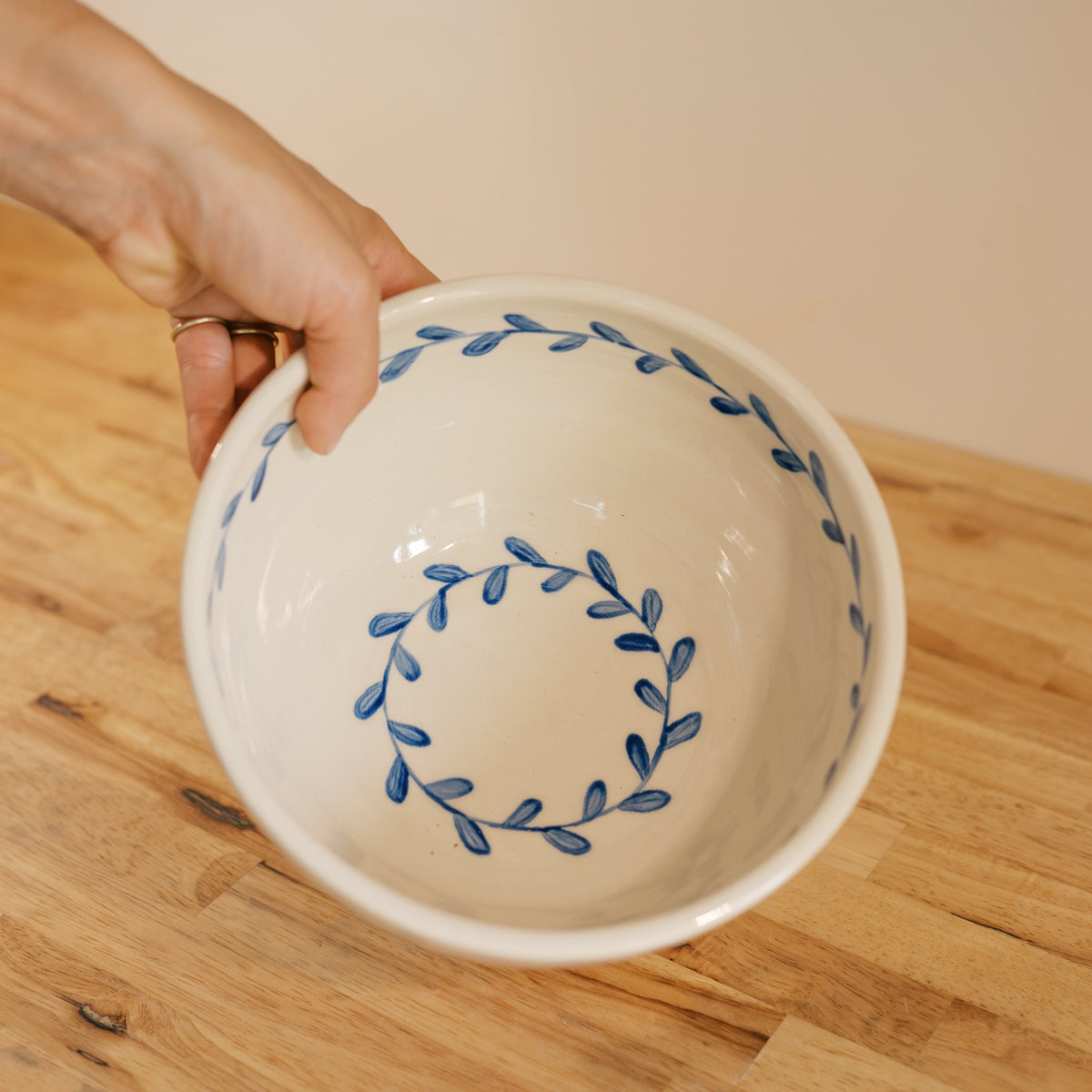 Blue Leaf Serving Bowl