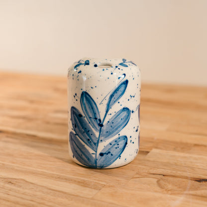 Splatter Blue Leaf Travel Mug
