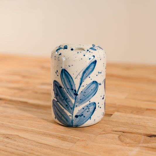 Splatter Blue Leaf Travel Mug