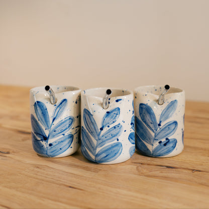 Splatter Blue Leaf Straw Cup