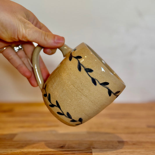 Blue leaf mug
