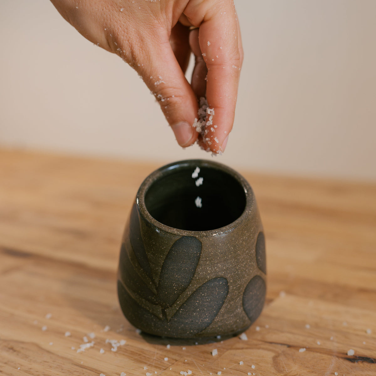 Brown Leaf Salt Cellar